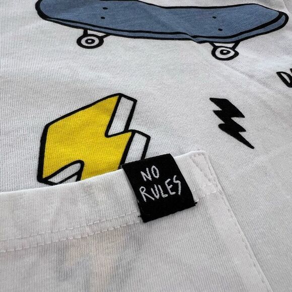 Reserved Eco Aware Short Sleeve Skate Printed White t-shirt Size S/M 100% Cotton - Picture 3 of 9